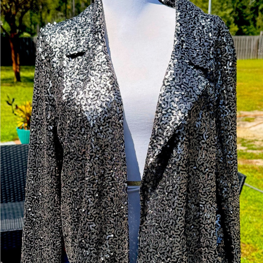Melrose and Market Silver Sequin Blazer